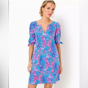 Lilly Pulitzer Easley T-shirt Dress Cumulus Blue Orchid Oasis